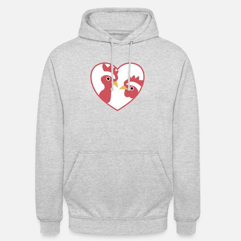 J’aime poulets mignons poulet - Sweat-shirt à capuche unisexe - gris clair chiné