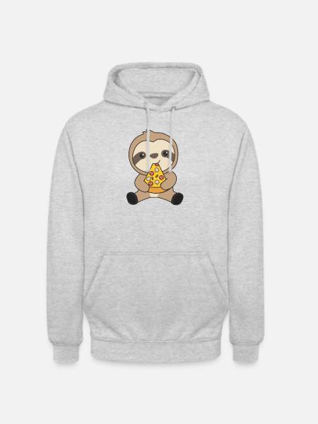 Grappige Pizza Luiaard Pizza's Fast Food Schattige Dieren - Uniseks hoodie - lichtgrijs gemêleerd