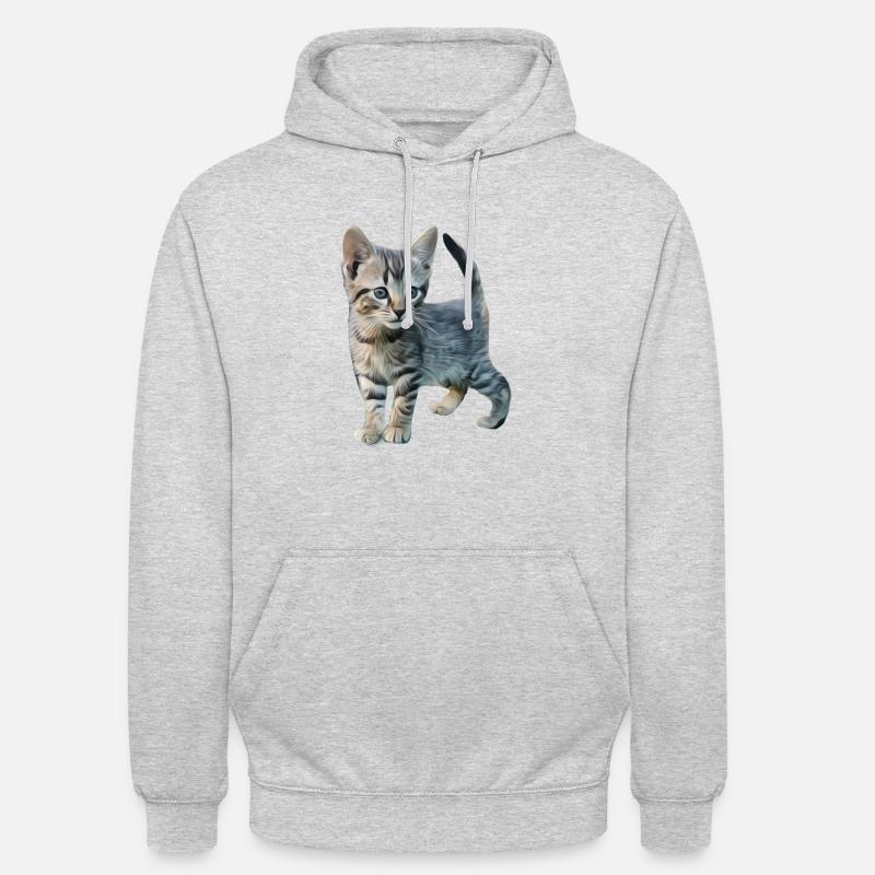 Chat mignon chat chat mignon animaux mignons - Sweat-shirt à capuche unisexe - gris clair chiné