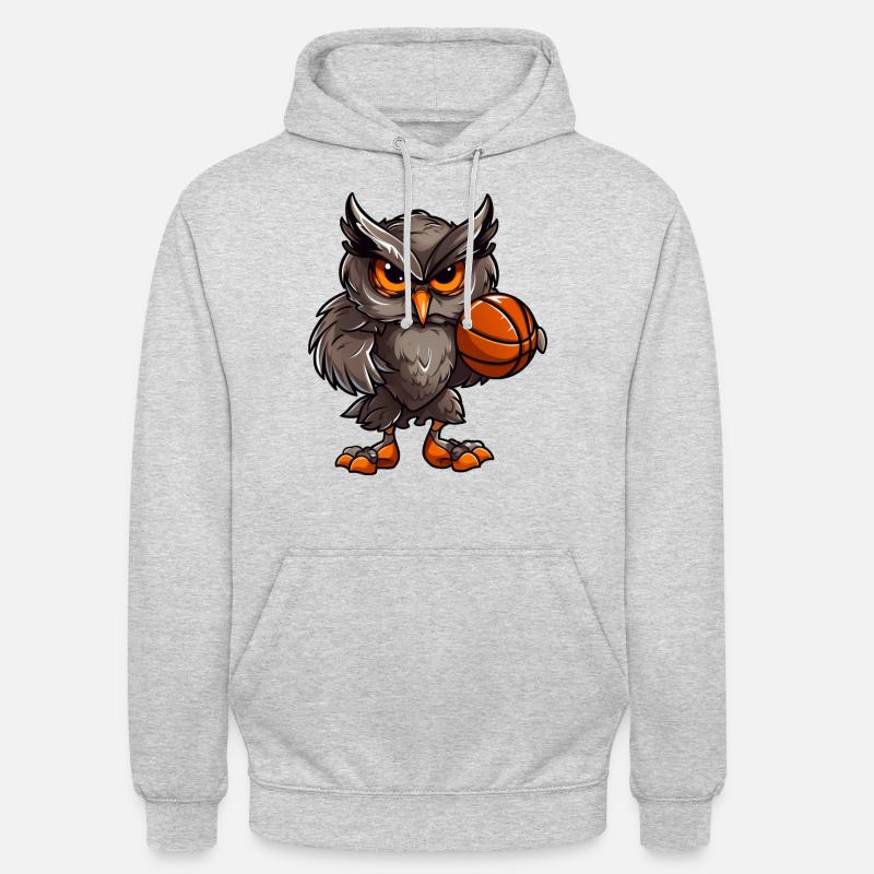 Basketball Eule - Unisex Hoodie - Hellgrau meliert
