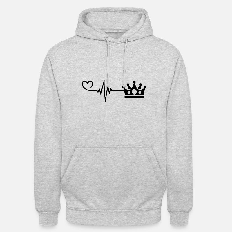 Crown Heart Pulse Heartbeat - Sweat-shirt à capuche unisexe - gris clair chiné