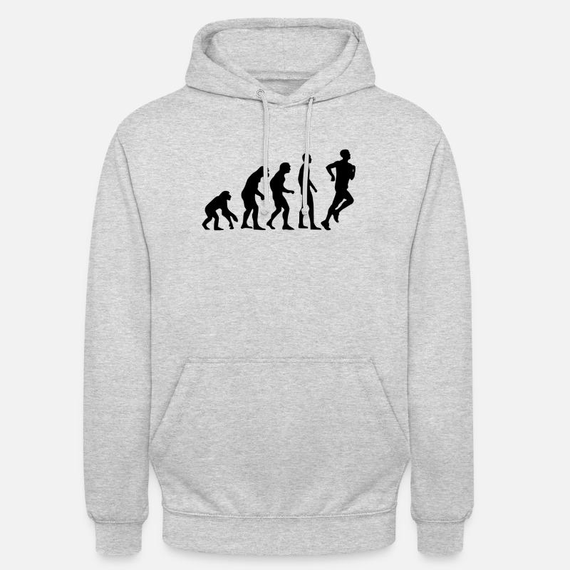 Course à pied Evolution humaine - Sweat-shirt à capuche unisexe - gris clair chiné