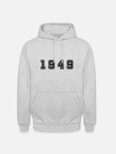 1949 numéro d'année - Sweat-shirt à capuche unisexe - gris clair chiné