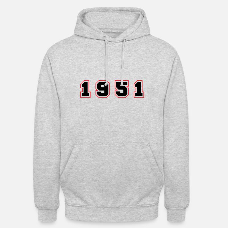 Numéro de l’année 1951 - Sweat-shirt à capuche unisexe - gris clair chiné