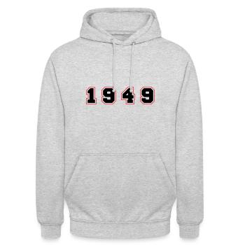 1949 Year Number - Unisex Hoodie - light heather grey - Front - Alina (178cm) & Michal (187cm)