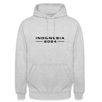 Indonesia 2024 - Unisex Hoodie - Hellgrau meliert - Vorne - Alina (178cm) & Michal (187cm)