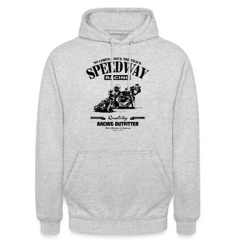 Speedway - Motorcycle Speedway - Unisex Hoodie - Hellgrau meliert - Vorne - Alina (178cm) & Michal (187cm)