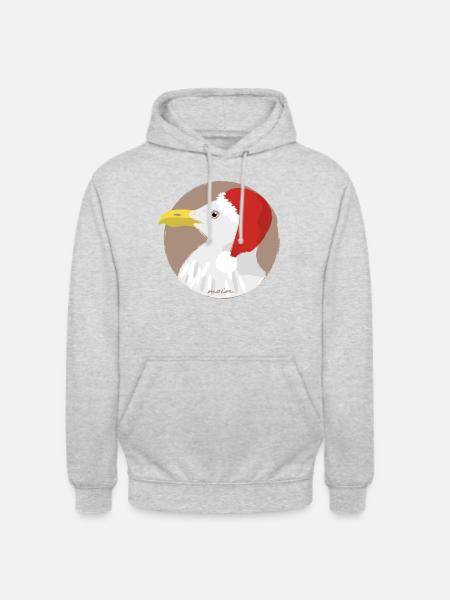 Möwe Weihnachtsmütze - Unisex Hoodie - Hellgrau meliert