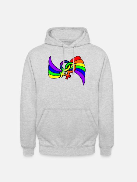 Rainbow lesbies proud logo - Unisex Hoodie - light heather grey