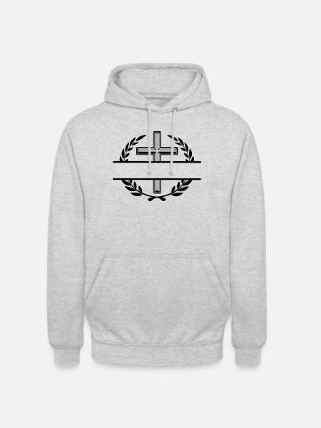 Laurel wreath with cross cutout - Unisex Hoodie - light heather grey
