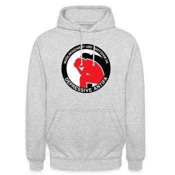 Depressive Antifa - Unisex Hoodie - Hellgrau meliert - Vorne - Alina (178cm) & Michal (187cm)