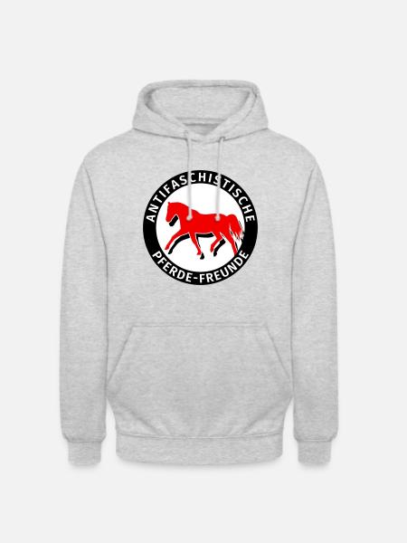 Antifaschistische Pferde-Freunde Antifa Humor - Unisex Hoodie - Hellgrau meliert