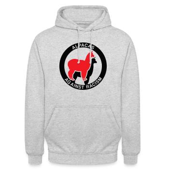Alpacas against racism - Unisex Hoodie - light heather grey - Front - Alina (178cm) & Michal (187cm)