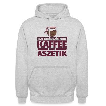Ich brauche nur Kaffee und Aszetik - Unisex Hoodie - Hellgrau meliert - Vorne - Alina (178cm) & Michal (187cm)