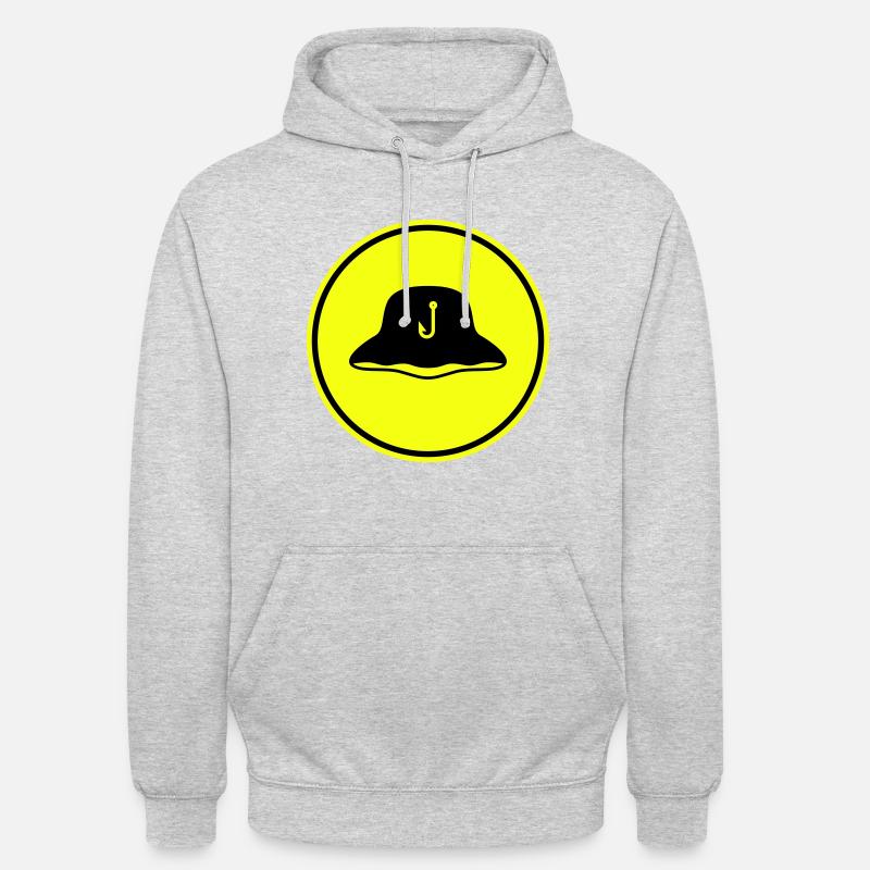 Icône chapeau de pêche Silhouette - Sweat-shirt à capuche unisexe - gris clair chiné