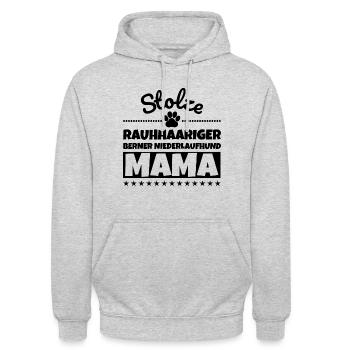 Stolze Rauhhaariger Berner Niederlaufhund Mama - Unisex Hoodie - Hellgrau meliert - Vorne - Alina (178cm) & Michal (187cm)