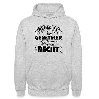 Genetiker Geschenke – Hat immer Recht - Unisex Hoodie - Hellgrau meliert - Vorne - Alina (178cm) & Michal (187cm)