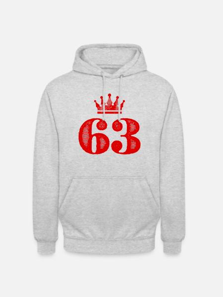 63 Couronne numérique - Sweat-shirt à capuche unisexe - gris clair chiné