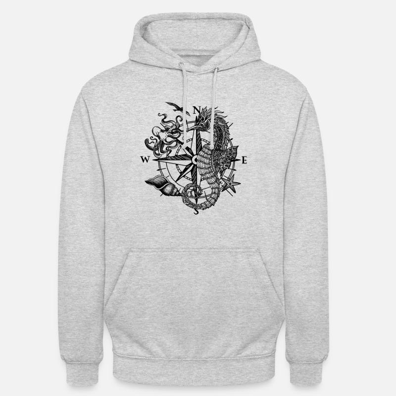 Kompass - Unisex Hoodie - Hellgrau meliert