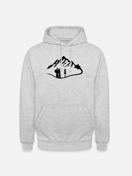 Hikers and Mountains - Sweat-shirt à capuche unisexe - gris clair chiné