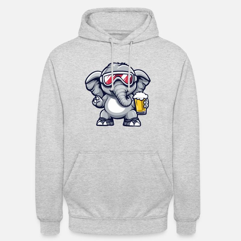 Elefant Apres Ski Bier - Unisex Hoodie - Hellgrau meliert
