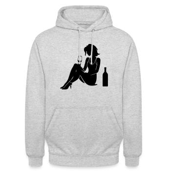 Silhouette de femme célébrant la consommation de bouteille - Sweat-shirt à capuche unisexe - gris clair chiné - Devant - Alina (178cm) & Michal (187cm)
