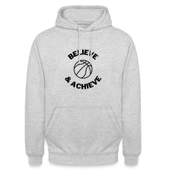 Netball: Believe & Achieve - Unisex Hoodie - light heather grey - Front - Alina (178cm) & Michal (187cm)