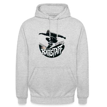 Jumping Skater Halfpipe Skateboard - raffstaff ® - Unisex Hoodie - light heather grey - Front - Alina (178cm) & Michal (187cm)