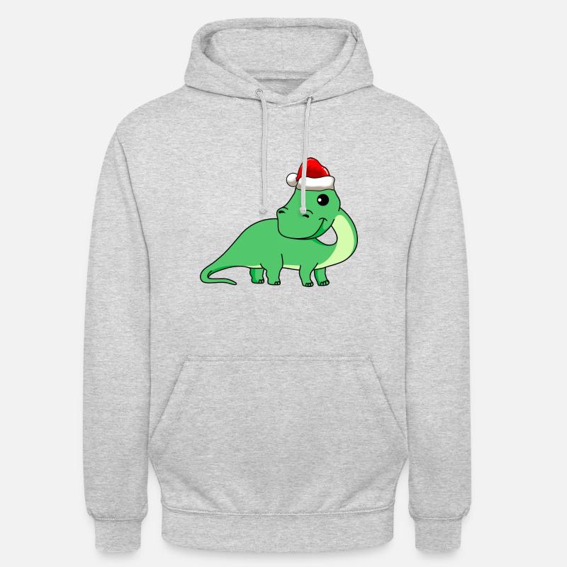 Dinosaure brontosaure Noël - Sweat-shirt à capuche unisexe - gris clair chiné