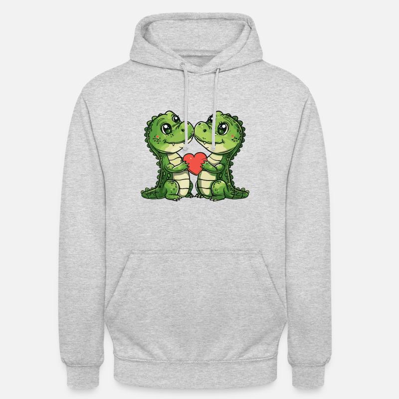 Couple d’alligator Amour - Sweat-shirt à capuche unisexe - gris clair chiné