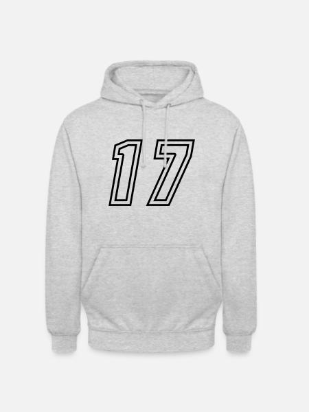 17 Numéro de numéro - Sweat-shirt à capuche unisexe - gris clair chiné