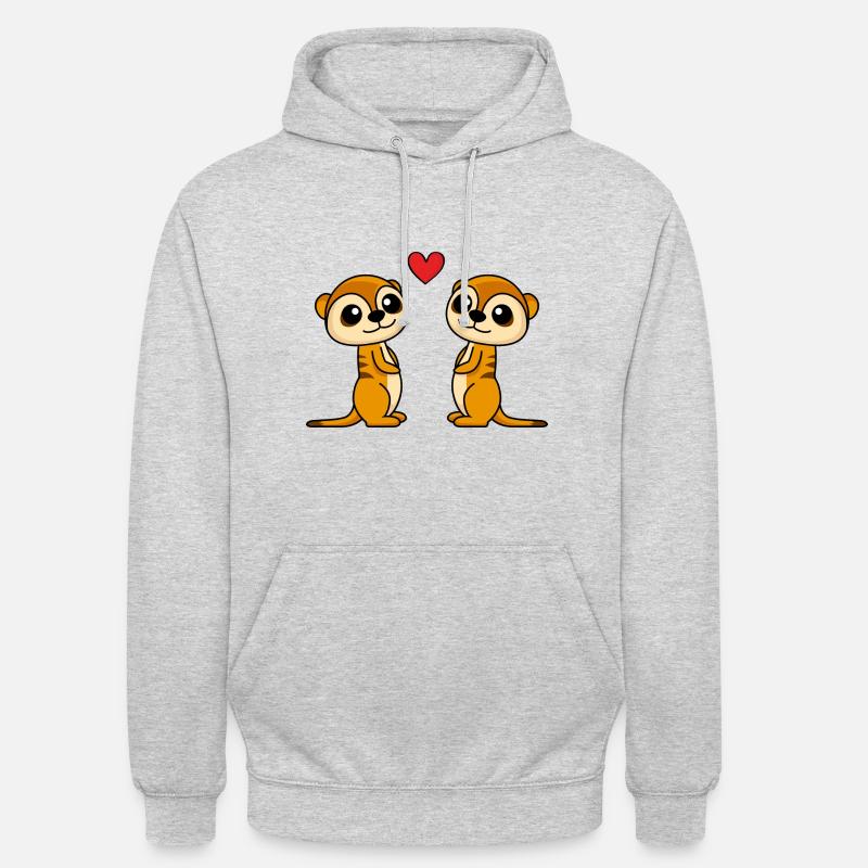 Erdmännchen Comic Paar liebe - Unisex Hoodie - Hellgrau meliert
