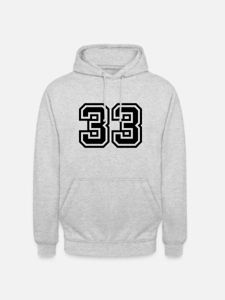 33 Symbole numérique - Sweat-shirt à capuche unisexe - gris clair chiné
