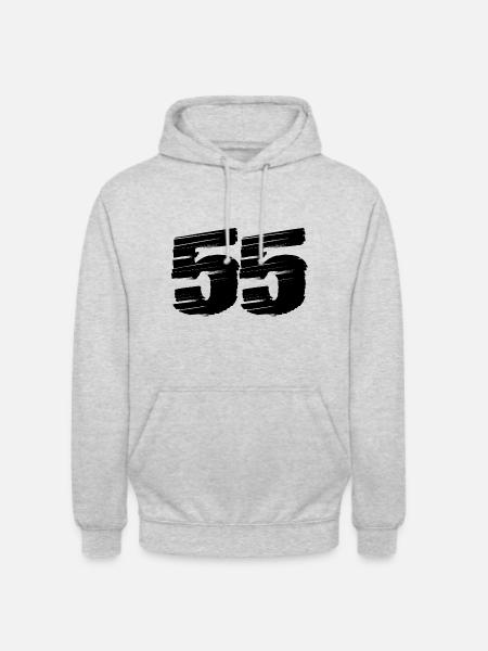 Maillot 55 numéro - Sweat-shirt à capuche unisexe - gris clair chiné