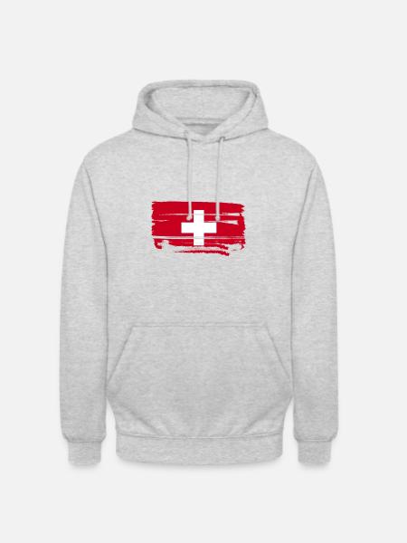 Drapeau suisse drapeau suisse - Sweat-shirt à capuche unisexe - gris clair chiné