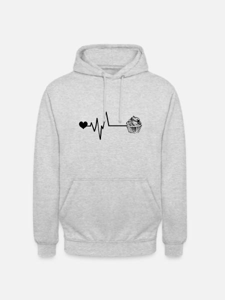 Muffin Pulse Heart Love - Unisex Hoodie - light heather grey