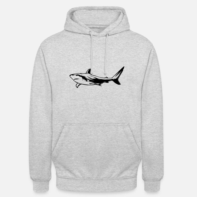 Silhouette d’animal de requin - Sweat-shirt à capuche unisexe - gris clair chiné