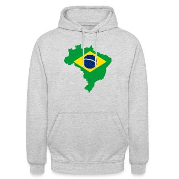 Brasilien - Brasil - Brazil - Unisex Hoodie - Hellgrau meliert - Vorne - Alina (178cm) & Michal (187cm)