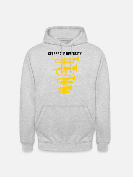 Celebrate diversity, lustiges Trompete Geschenk - Unisex Hoodie - Hellgrau meliert
