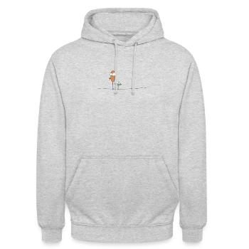 Zwei Vögel auf dem Drahtseil Leitung Stromleitung - Unisex Hoodie - Hellgrau meliert - Vorne - Alina (178cm) & Michal (187cm)