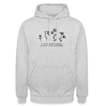 A little more kindness, a little less judgement - Unisex Hoodie - Hellgrau meliert - Vorne - Alina (178cm) & Michal (187cm)