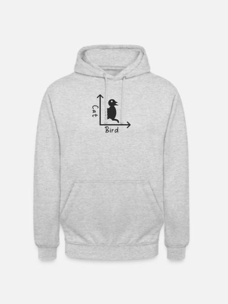 Vogel Katze, optische Täuschung - Unisex Hoodie - Hellgrau meliert