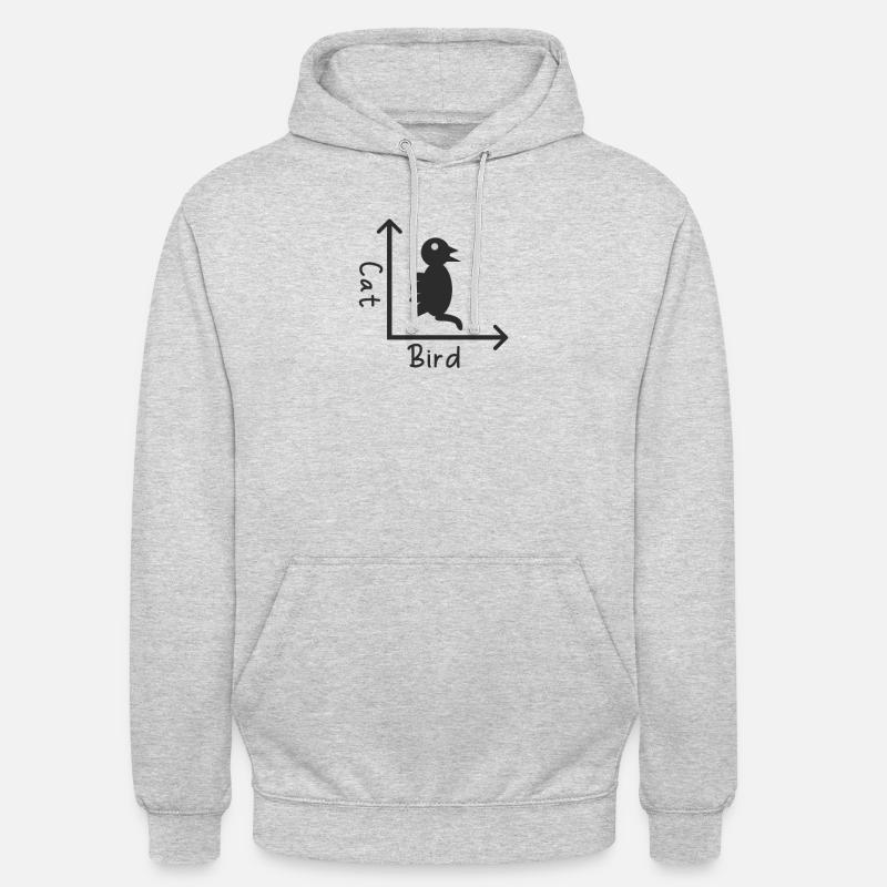 Oiseau chat, illusion d’optique - Sweat-shirt à capuche unisexe - gris clair chiné