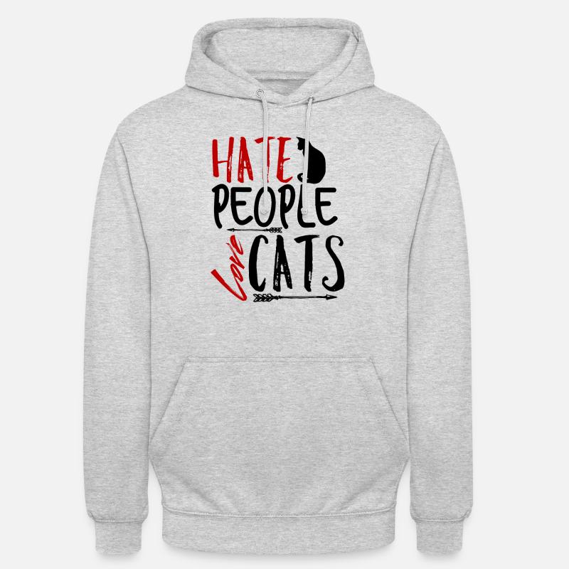 Je déteste les chats - Sweat-shirt à capuche unisexe - gris clair chiné
