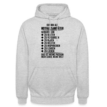 Lustig Notfallsanitäter Sanitäter Rettungsdienst - Unisex Hoodie - Hellgrau meliert - Vorne - Alina (178cm) & Michal (187cm)