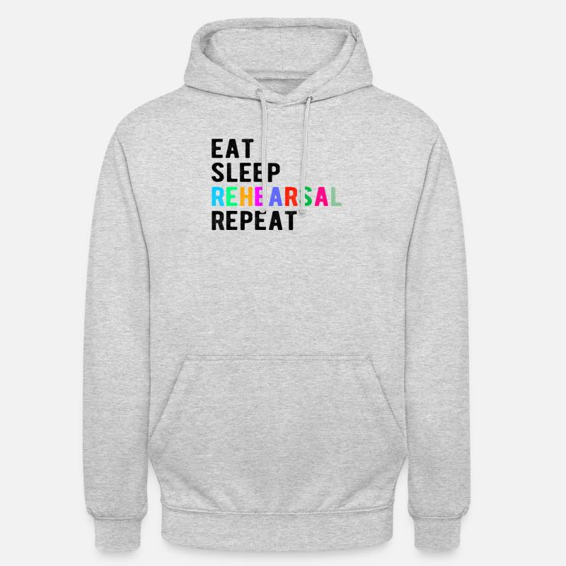 Theatre Gift : eat,sleep,rehearsal,repeat - Unisex Hoodie - Hellgrau meliert