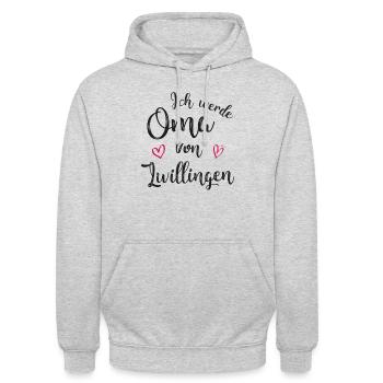 Oma werden Zwillinge Ankündigung Baby Geburt - Unisex Hoodie - Hellgrau meliert - Vorne - Alina (178cm) & Michal (187cm)