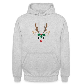 Süßes Rentiergesicht - Unisex Hoodie - Hellgrau meliert - Vorne - Alina (178cm) & Michal (187cm)