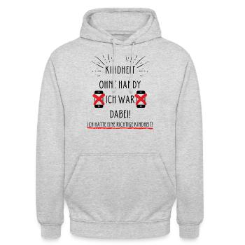 Kindheit Ohne Handy Ich War Dabei - Unisex Hoodie - Hellgrau meliert - Vorne - Alina (178cm) & Michal (187cm)