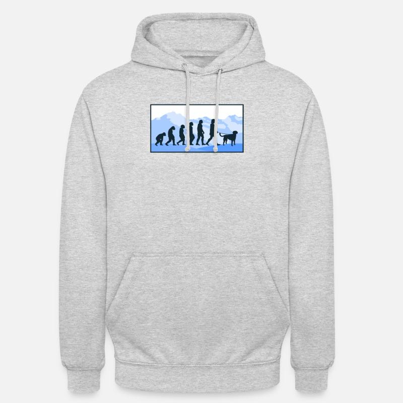 Kleiner Münsterländer Evolution Hunde Geschenk - Unisex Hoodie - Hellgrau meliert